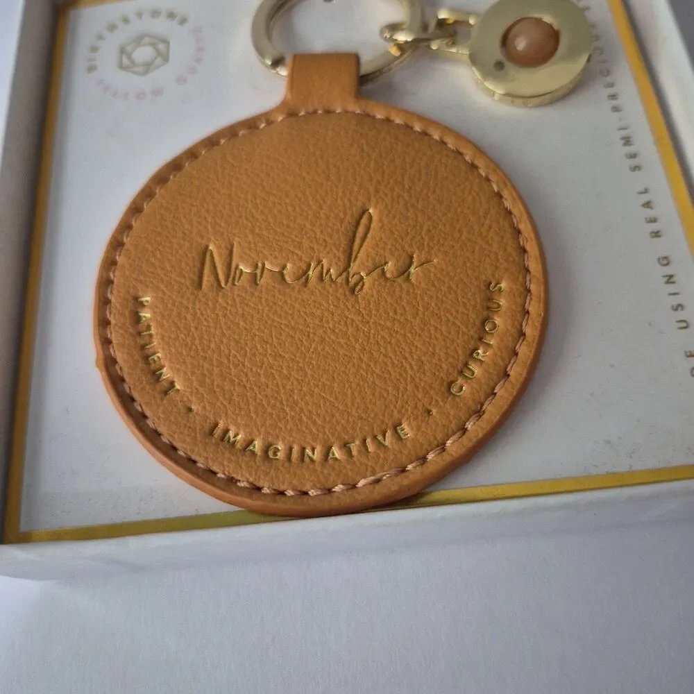 Katie Loxton November Birthstone Patient Imaginative Curious Round Keychain